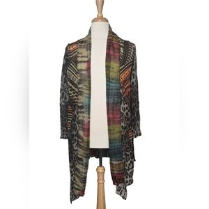 Pashmina Style Cardigan Sheer Lightweight Art To Wear Animal Print Size M